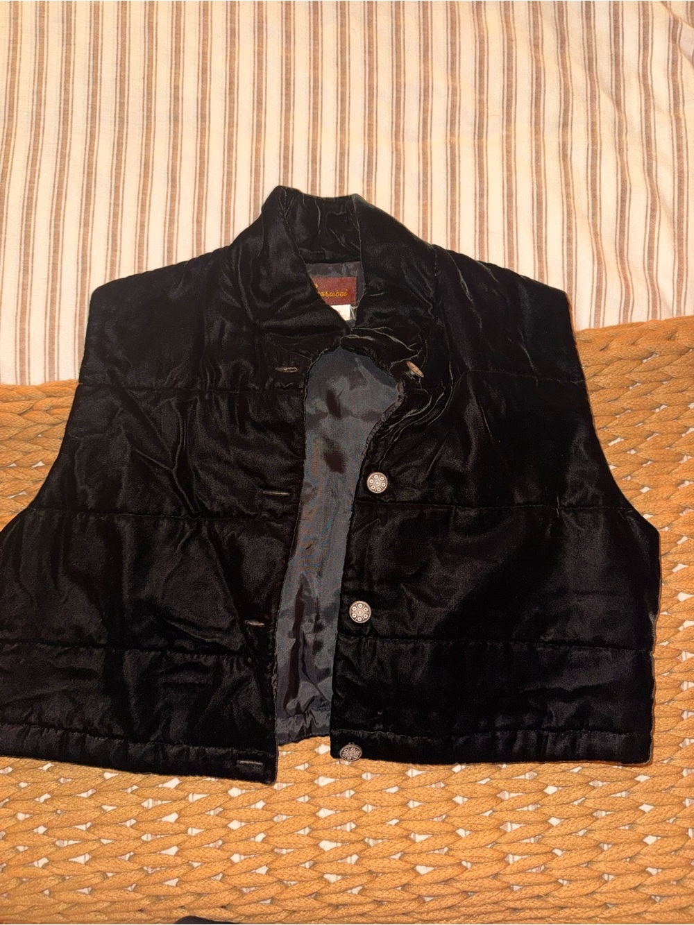 Vintage Black Quilted Bolero Style Vest